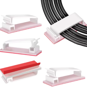 Set 5 Clip de Cable autoadhesivo 45mm, Escritorio Pared Techo Piso Abrazadera Organizador