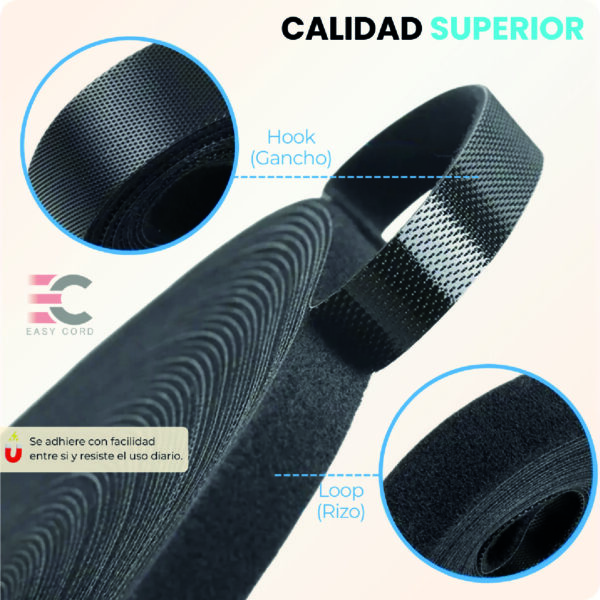 Velcro Rollo Correa Organizador para Fijar Cables Reutilizable 5m por Rollo - Imagen 5