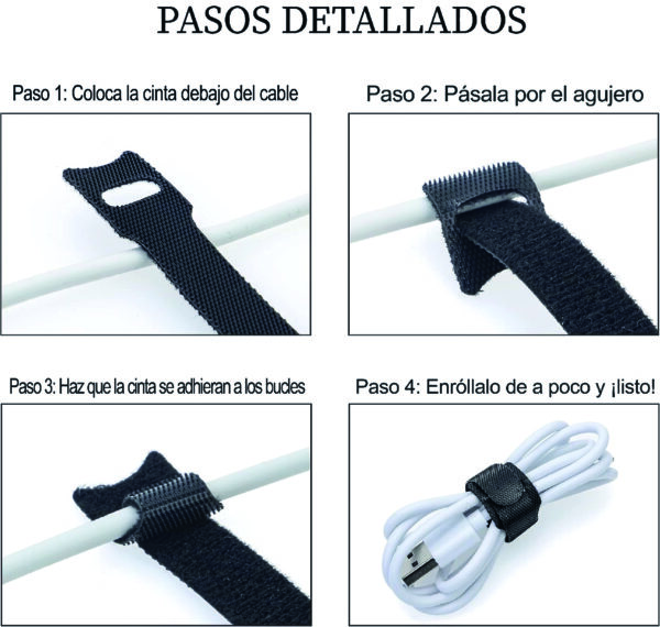 Set 25 Velcros Correas P/ Sujetar Cables Diferentes Colores Reutilizables - Imagen 4