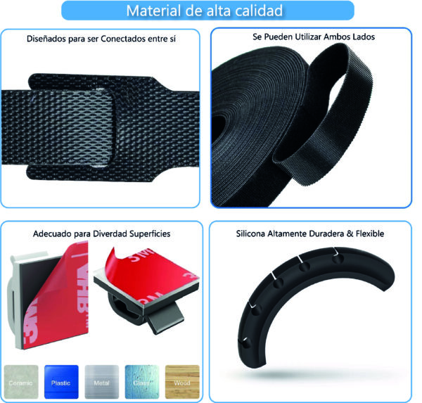 Kit Organiza Cables de Escritorio Precinto Adhesivos 3m Precintos Rollos X45 Pzas - Imagen 2