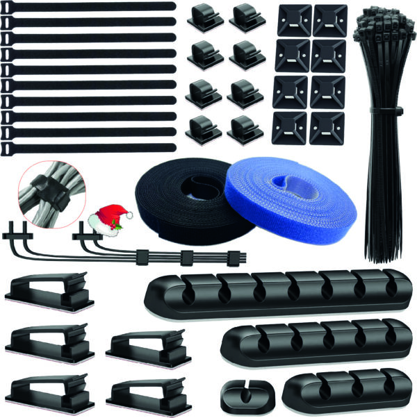 Kit Organiza Cables de Escritorio Precinto Adhesivos 3m Precintos Rollos X45 Pzas
