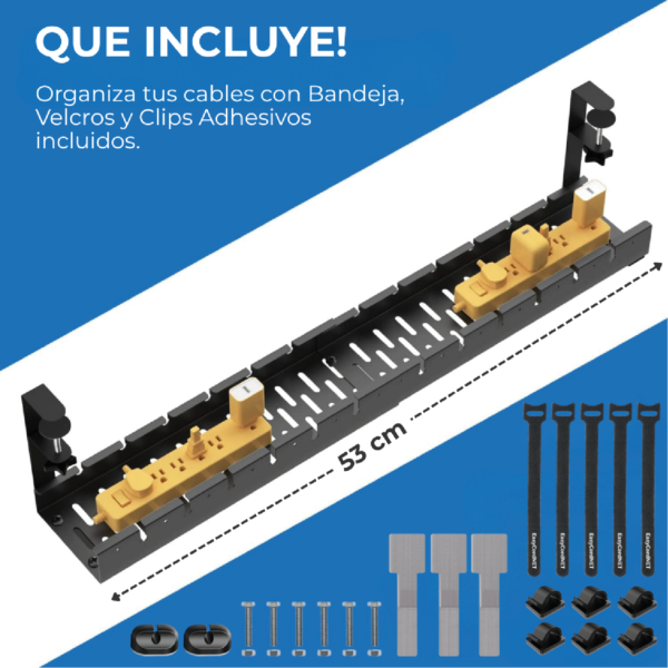 Bandeja de Escritorio Cables Organizador Zapatilla Soporte Metal Madera x36 - Imagen 4