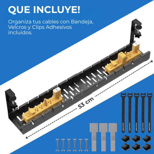 Bandeja de Escritorio Cables Organizador Zapatilla Soporte Metal Madera x34 - Imagen 4