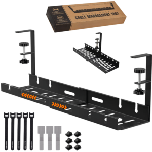 Bandeja de Escritorio Cables Organizador Zapatilla Soporte Metal Madera x34