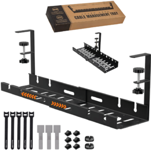 Bandeja de Escritorio Cables Organizador Zapatilla Soporte Metal Madera x36
