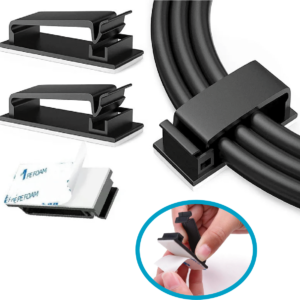 Set 5 Clip de Cable autoadhesivo 45mm, Escritorio Pared Techo Piso Abrazadera Organizador