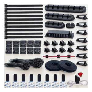 Kit Organizador De Cables Precinto Adhesivo Autoadhesivo Escritorio Clip Pc Cinta Rollo Correa Brida Reutilizable X60