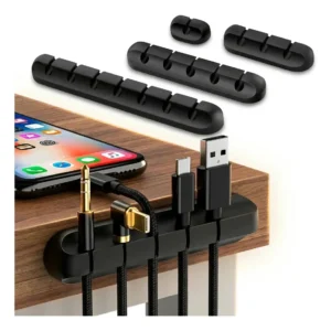 Organizador de Cable Escritorio Adhesivo Autoadhesivo Clip PC Datos Ordenar Mesa Oficina Pack 4