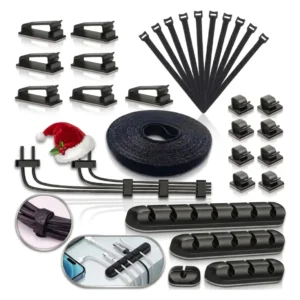 Kit Organizador De Cables Precinto Adhesivo Autoadhesivo Escritorio Clip Pc Cinta Rollo Correa Brida Reutilizable X30