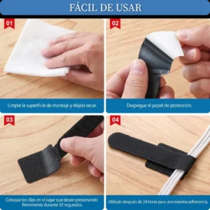 Organizador De Cables Brida Velcro Adhesivo Sujeta Escritorio Pc Clip Autoadhesivo X35