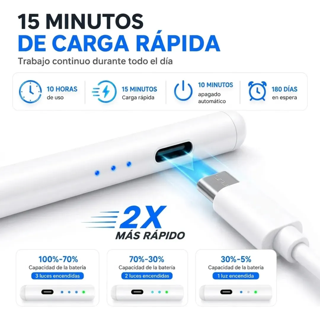 Lapiz Tactil Tablet iPad Universal Celular Apple Android Capacitivo Samsung Redmi +5 Puntas Regalo - Imagen 2
