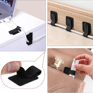 Organizador De Cables Clip Adhesivo Velcro Escritorio X12