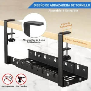 Bandeja Cables Escritorio Organizador Zapatilla Alargues Metal Malla Madera Plastico El Rey Negro