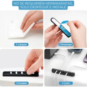 Organizador De Cable Adhesivos Clip Pc Datos Sujeta Escritorio Oficina Viaje Rey X3