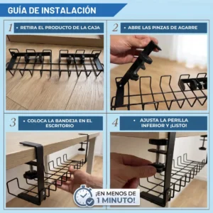Bandeja Cables Escritorio Organizador Zapatilla Soporte Alargues Metal Malla Madera Plastico Rey