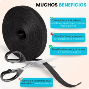 Velcro Adhesivo Cables Ancho Plantas Rollo Brida Correa Reutilizable Rey