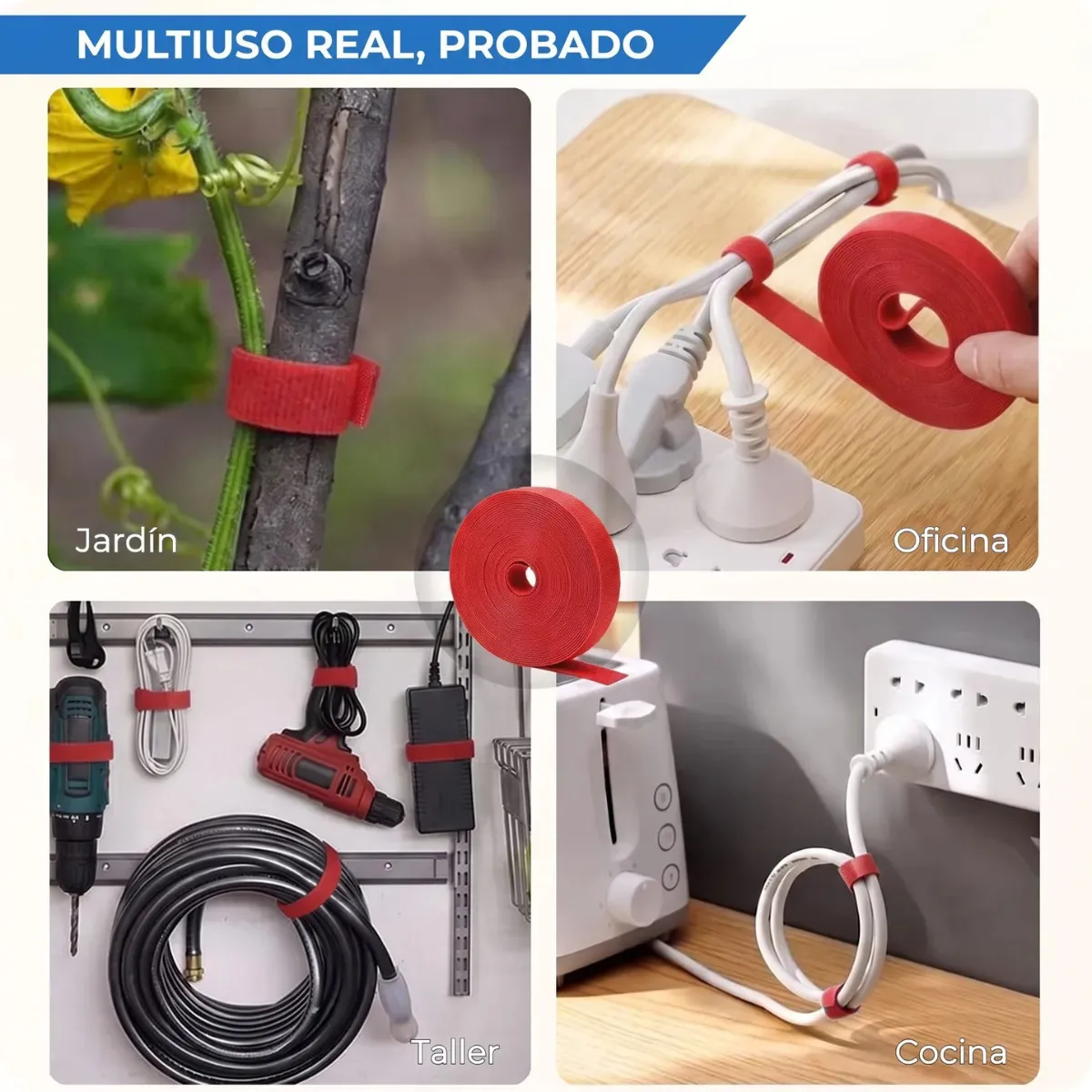 Organizador Cable Espiral Cubre Cables Velcro Adhesivo Escritorio Pc Cinta Malla Reutilizable Rey - Imagen 3