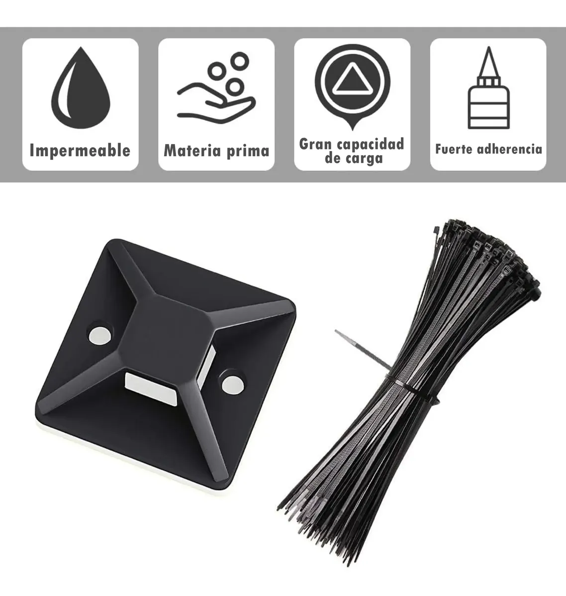 Clip Soporte De Precinto Autoadhesivo Ordenar Cable X20 - Imagen 3