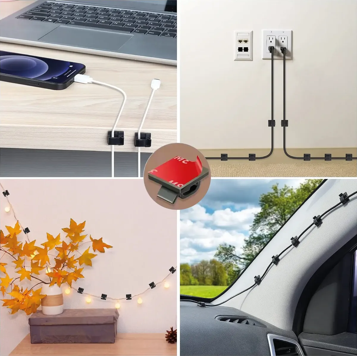 Organizador De Cable Adhesivo Clip Datos Pc Escritorio X22 - Imagen 3