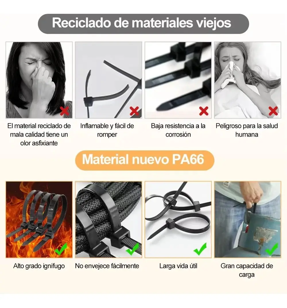 Organizador De Cables Precintos Plastico Zunchos Bridas X100 - Imagen 3