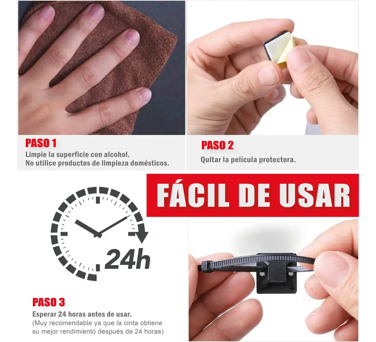 Clip Soporte De Precinto Autoadhesivo Ordenar Cable X20 - Imagen 4