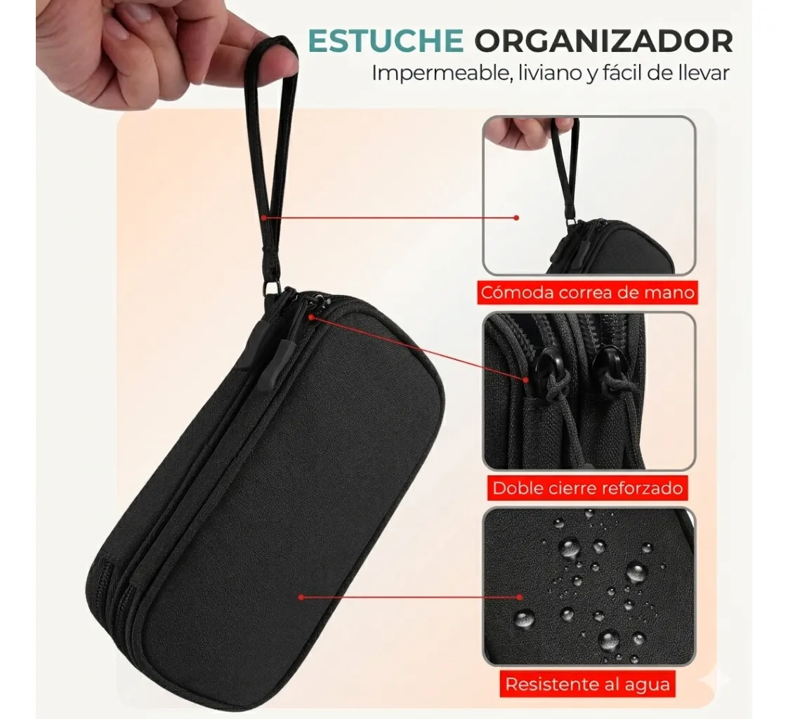 Organizador De Cables Estuche Viaje Pc Datos Impermeable Rey - Imagen 4