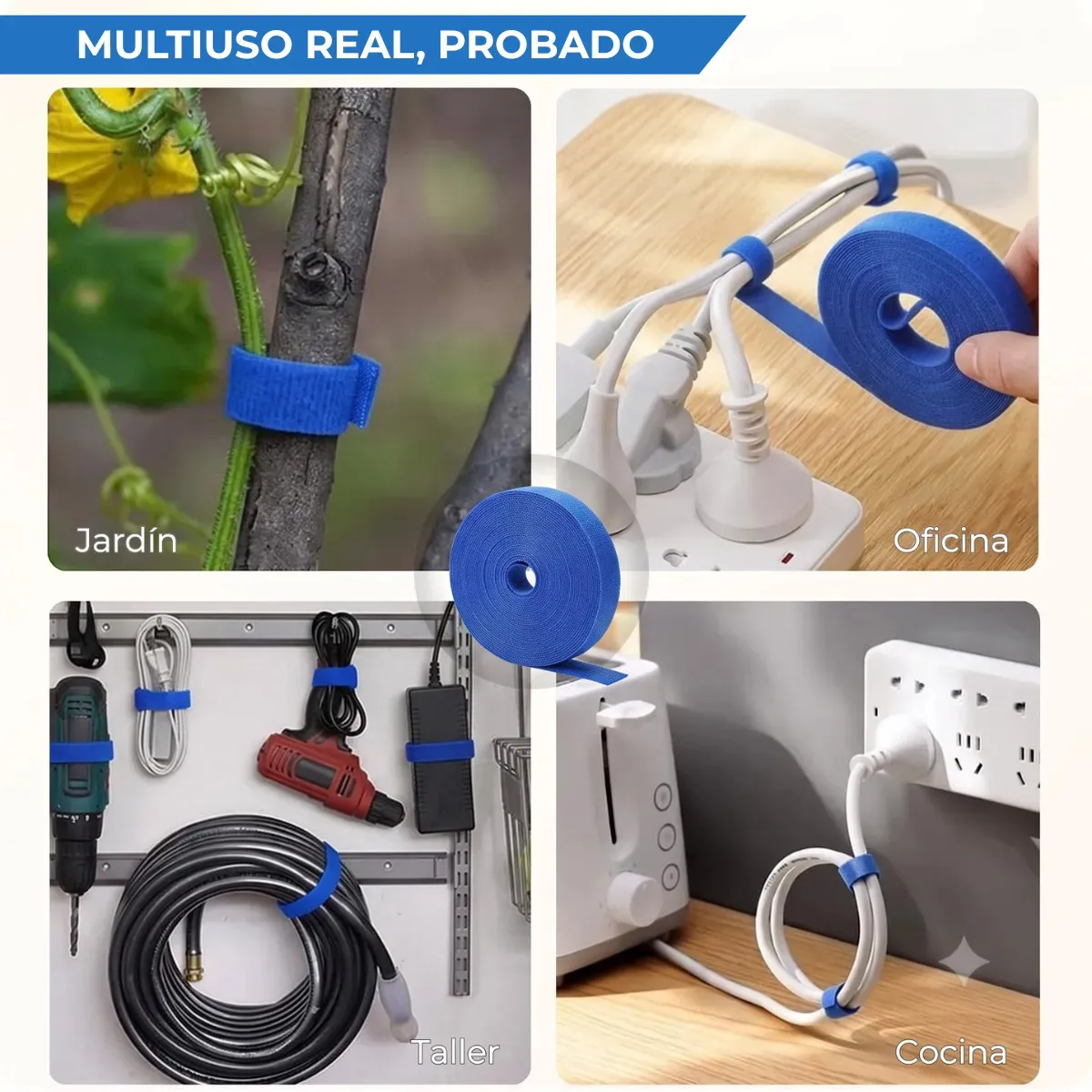 Organizador Cable Espiral Cubre Cables Escritorio Pc Cinta Velcro Adhesivo Malla Reutilizable Rey - Imagen 4