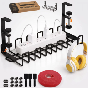 Bandeja Cables Escritorio Organizador Zapatilla Soporte Alargues Metal Malla Madera Plastico Rey