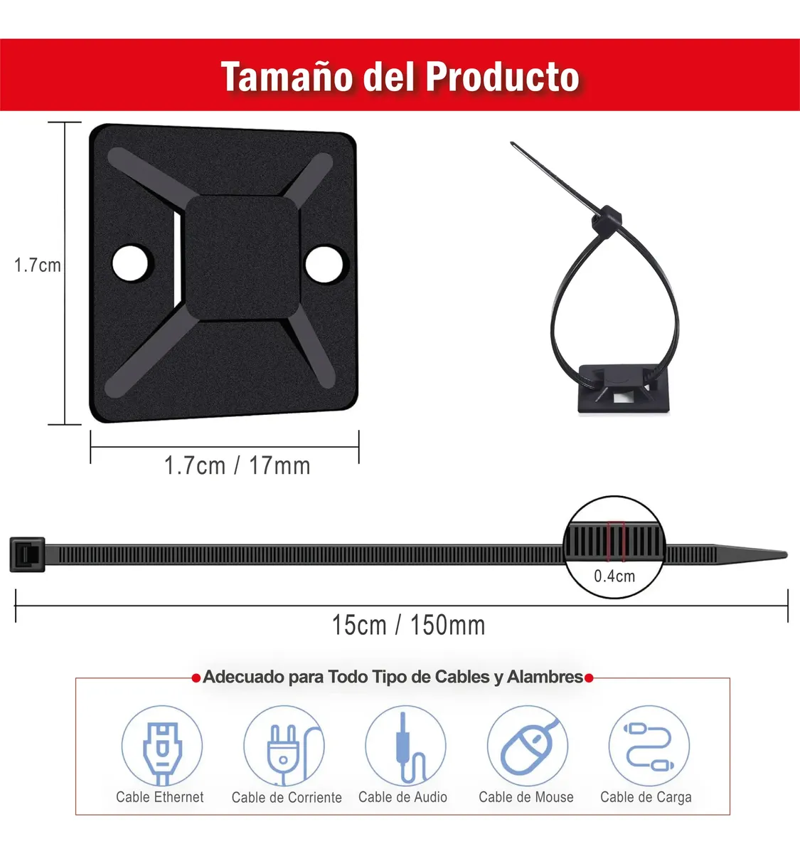 Clip Soporte De Precinto Autoadhesivo Ordenar Cable X20 - Imagen 5