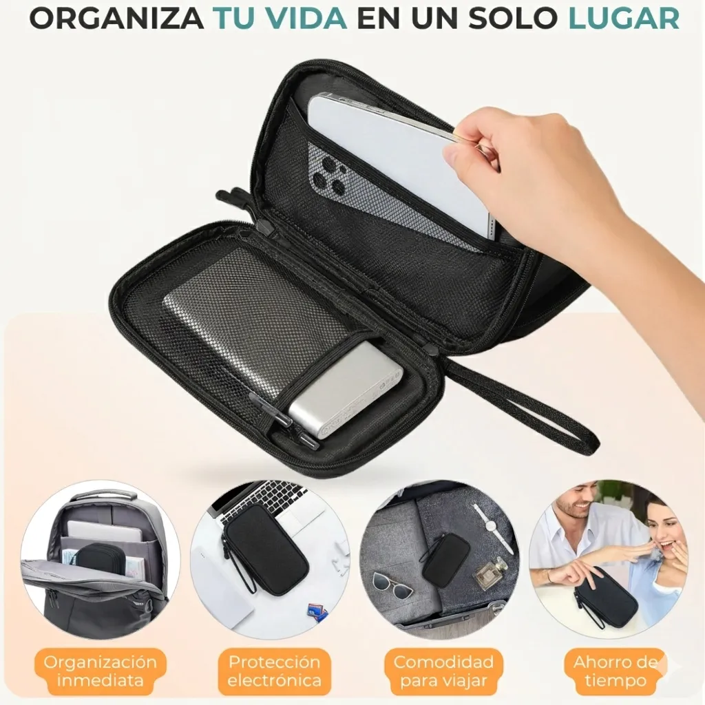 Organizador De Cables Estuche Viaje Pc Datos Impermeable Rey - Imagen 5