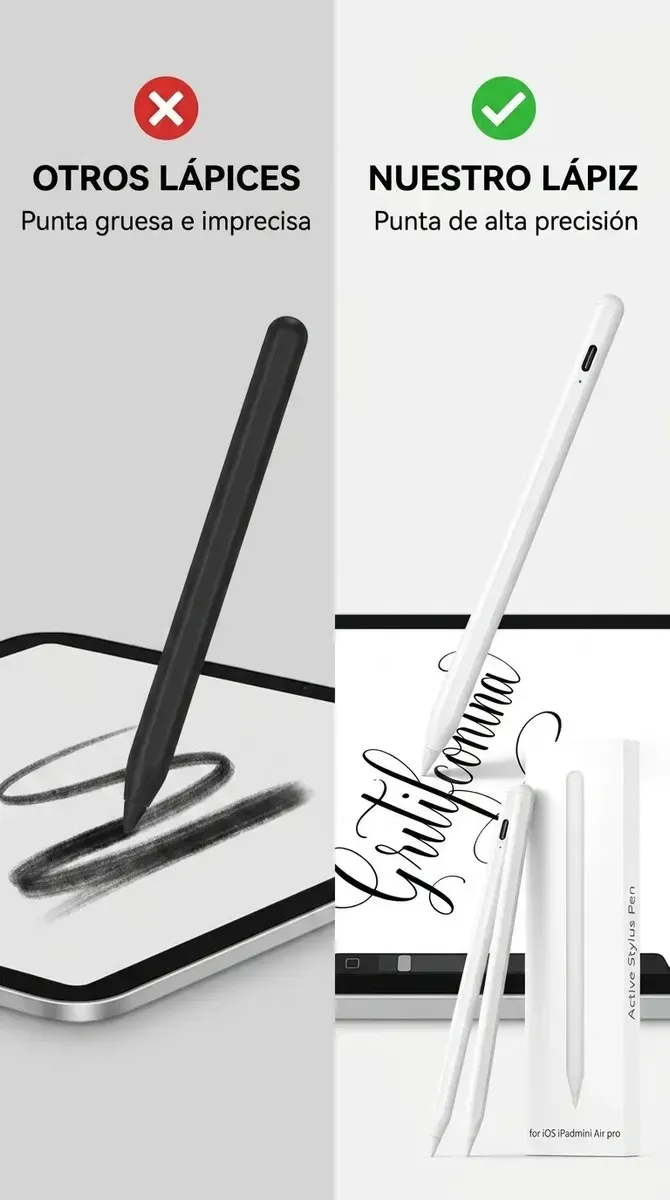 Lapiz Tactil Tablet Universal Recargable con Punta Removible para iPad y Android - Imagen 5
