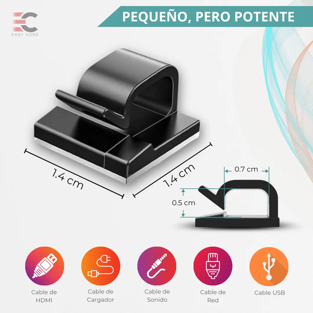 Organizador De Cable Adhesivo Clip Datos Pc Escritorio X22 - Imagen 6