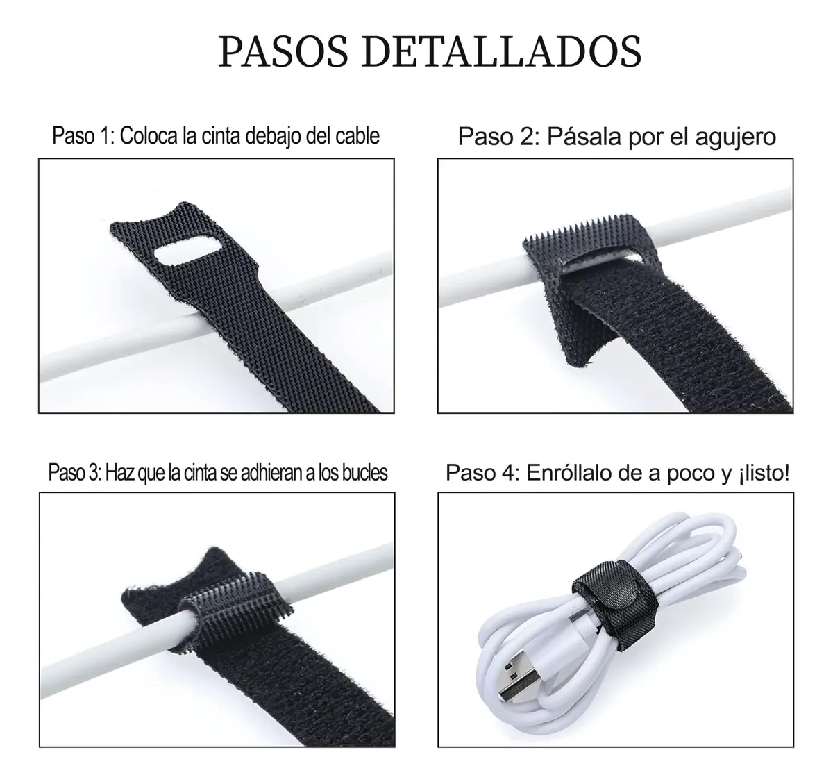 Correa Velcro Organizador Fijar Sujeta Cable Reutilizable 15 - Imagen 6